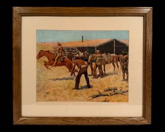 Frederick Remington  "The Coming and Going of The Pony Express" Lithograph