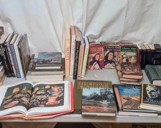 large collection of coffee table art books