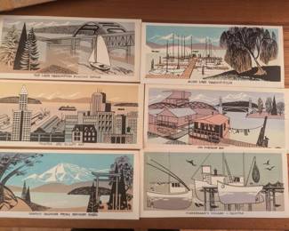 Vintage Seattle Scenes by Walton prints - cards
