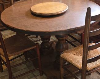 Farmhouse Style Kitchen Table with 4 Chairs and 2 Leaves - With Leaves in it sits 12