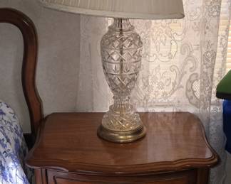 Nightstand to Bedroom Set - 2 Crystal Lamps