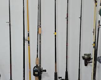 Vintage Fishing Poles with Reels