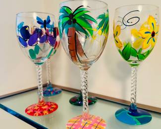 Signed, handpainted stemware