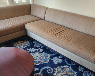 Detail of 2-piece sectional with pillows removed.  Flexible configuration options.