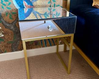 Mirrored nightstands (2 available). 25"H x 17.5"W x 16"D
