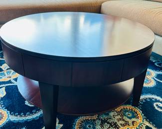 Round Coffee Table with two drawers and shelf.  20"H x 36" diameter