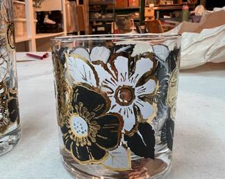 George Briard black and white floral