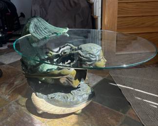 Italian bronze mermaid coffee table by Augusta Moreau