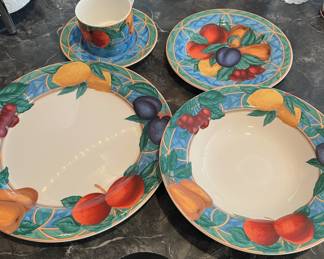 Forbidden Fruit pattern Plates Cups Victoria Beale