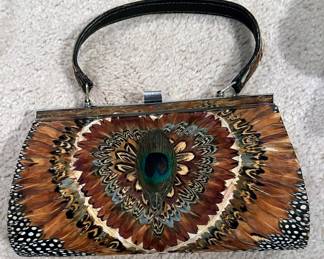 Feathered vintage purse
