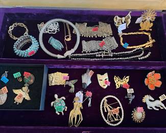 Brooches pins chokers and bracelets vintage Israel designer