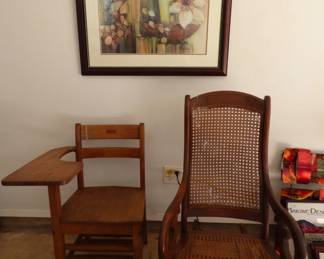 Vintage School Desk, Swan arm Rocking chair