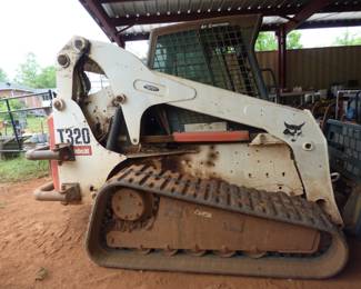 2008 Bobcat Skid Steer T320 with Grapple Bucket, Scoop Bucket, Bush Hog, Stump Grinder & Forks.  Accepting Bids starting @ $20,000. through Saturday, May 3@ 2:30. (SEE NEXT 9 Pics)
