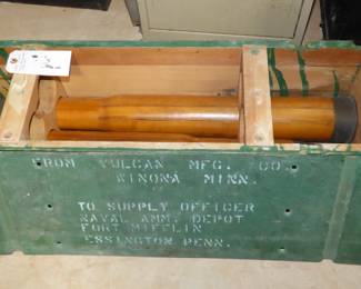 WW II U S Navy Wooden Artillery  Shells in Original Box