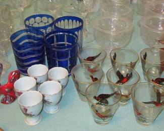 Lynn glasses with ducks cobalt cut to clear 