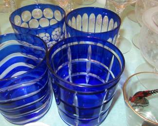 Lynn cobalt cut to clear rocks glasses