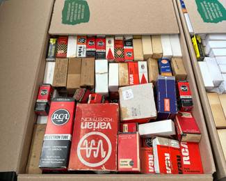 Large collection of vacuum tubes and vintage electronics