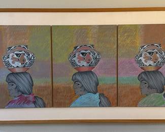 Amado Pena Original Painting -- Large Triptych