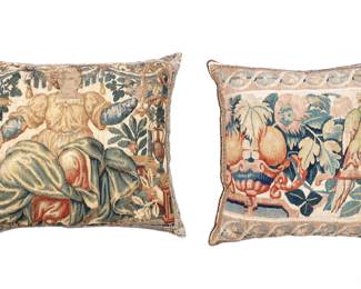 Lot 338: Two Continental 17/18th C Tapestry Panel Cushions