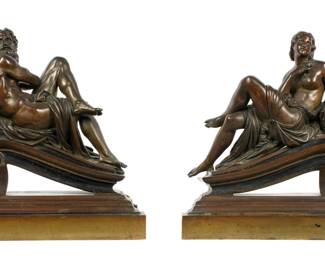 Lot 13: after Michaelangelo Day and Night Bronze Chenets