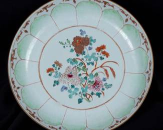 Lot 71: 18th C Chinese Famille Vert Lotus Dish Charger