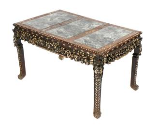 Lot 166: Chinese Carved and Inlaid Marble Top Table