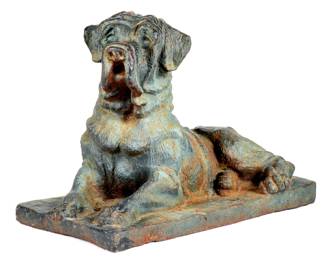 Lot 152: French 19th C Cast Iron Reclining Mastiff Dog Sculpture