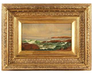 Lot 77: attr. Worthington Whittredge Newport Coastal Scene