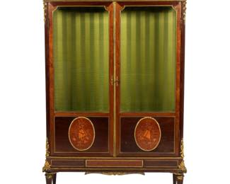 Lot 28: French Louis XVI Inlaid Mahogany Display Cabinet
