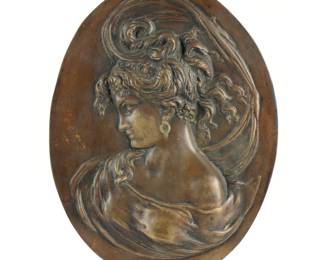 Lot 186A: after H Moreau Art Nouveau Woman Bronze Plaque