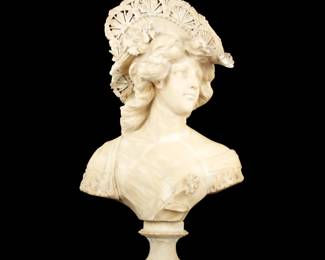 Lot 355: Adolfo Cipriani Alabaster Bust of a Woman