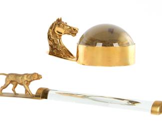 Lot 117: Hermes Horse Magnifying Paperweight and Another