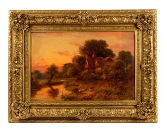 Lot 207: Benjamin Leader Sunset River Landscape with Figure