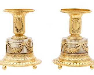 Lot 3: Pair Mikhail Ovchinnikov Russian Silver Candlesticks