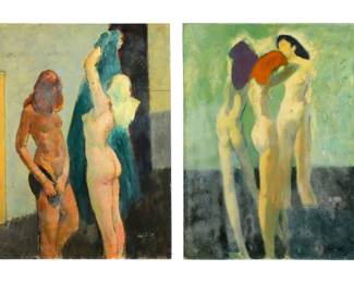 Lot 271: Two Large Loran Wilford Portraits of Nude Women