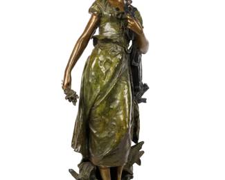 Lot 186: after H. Moreau Bronze Figure of Woman with Guitar