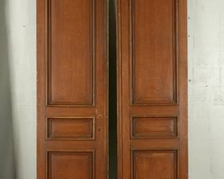 Lot 353: Pair Large Carved and Painted French Oak Doors