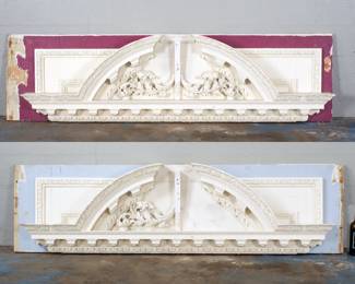 Lot 388: Pair Continental Rococo Painted Architectural Friezes