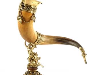 Lot 8: Large Gilt Bronze Figural Horn of Plenty