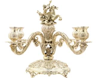 Lot 1: Ornate Italian 800 Silver Four Arm Candelabrum