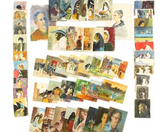 Lot 293: 58 Loran Wilford Watercolor and Oil Portraits