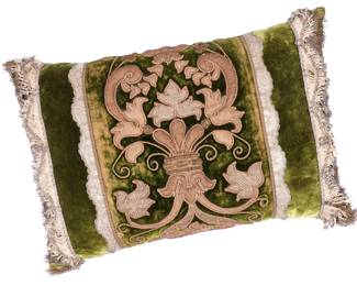 Lot 336: Continental 17/18th C Formal Velvet Deep Cushion