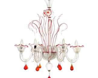 Lot 275A: Large 8 Arm Murano Glass Chandelier