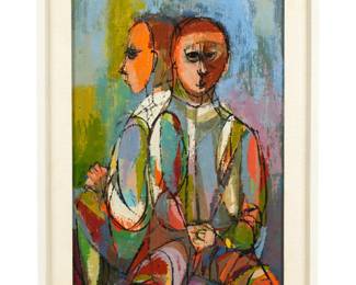 Lot 241B: Rosemary Zwick Two Faces Modernist Painting