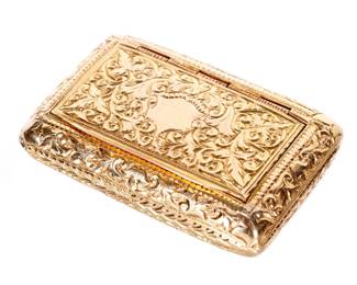 Lot 157: Continental 18k Yellow Gold Snuff Box