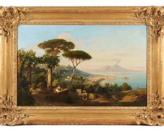Lot 33: Julius Montalant Extensive View of Naples Landscape