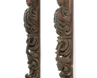 Lot 270: Pair Italian Carved Architectural Pilaster Columns