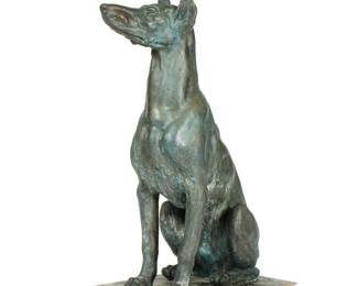 Lot 151: Life Size Bronze Figure of Doberman Dog Sculpture