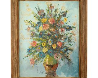 Lot 350: Large Al Rao Floral Still Life Painting