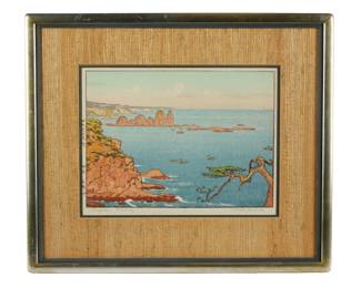 Lot 163: Toshi Yoshida Irozaki Evening Woodblock Print